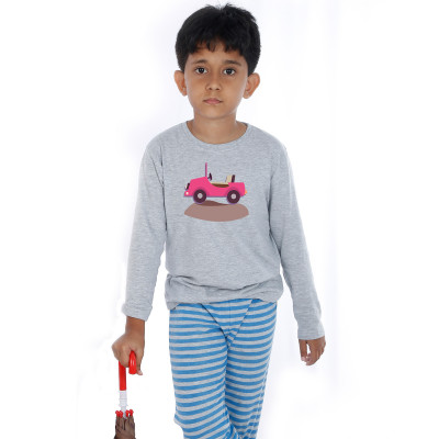 Grey Full Sleeve Boys Pyjama - Jeep